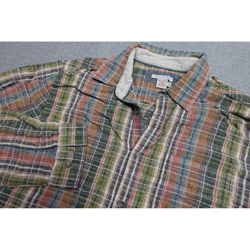 Carbon2Cobalt Shirt Mens Medium Multicolor Plaid Long Sleeve Button Up Cotton
